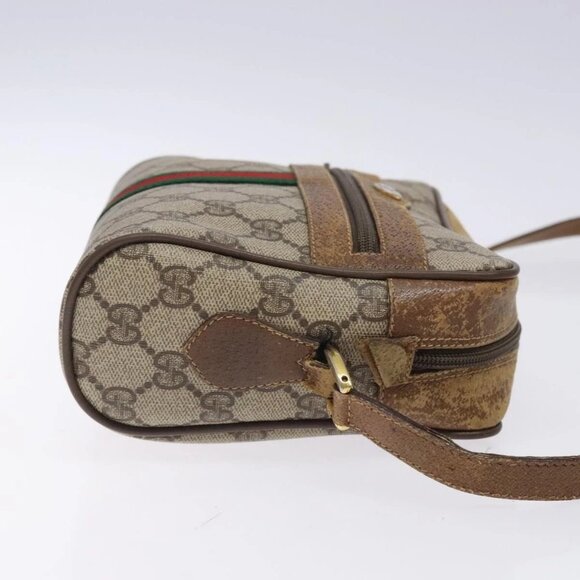 GUCCI GG Supreme Web Sherry Line Bag PVC Beige Gold - Picture 3 of 16